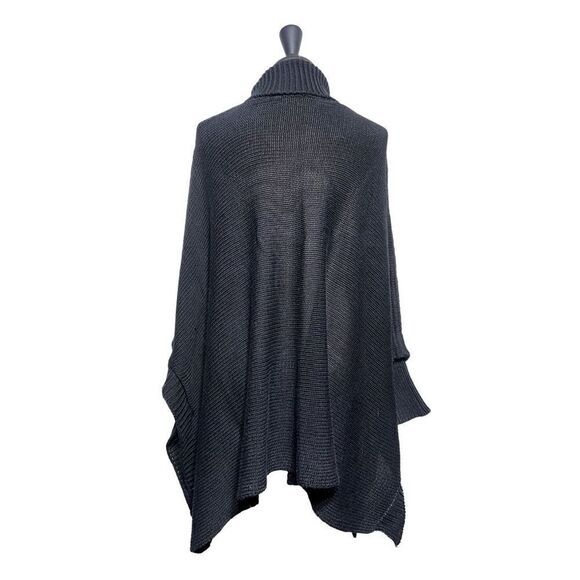 Turtleneck Black  Shawl Poncho Sweater One Size Fits Most - Picture 1 of 4